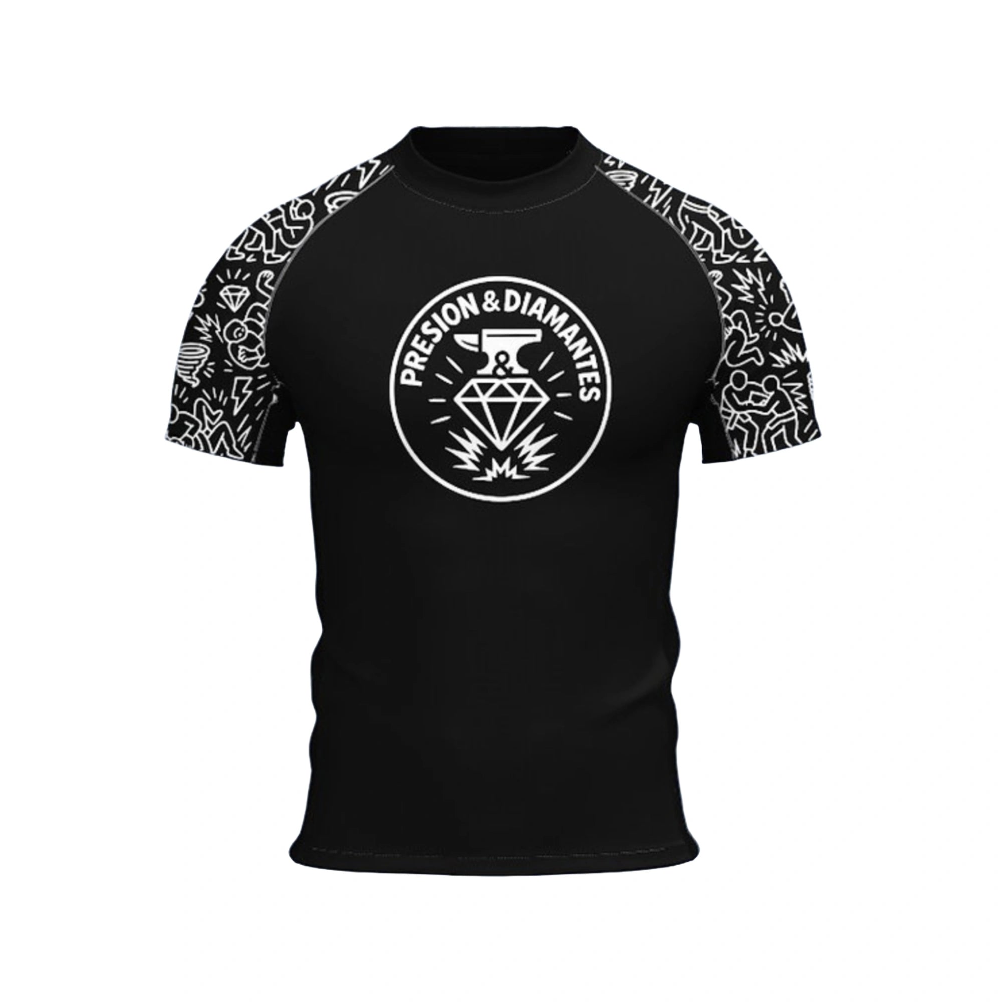 Rash Guard de Jiu-Jitsu Presión y Diamantes Manga Corta